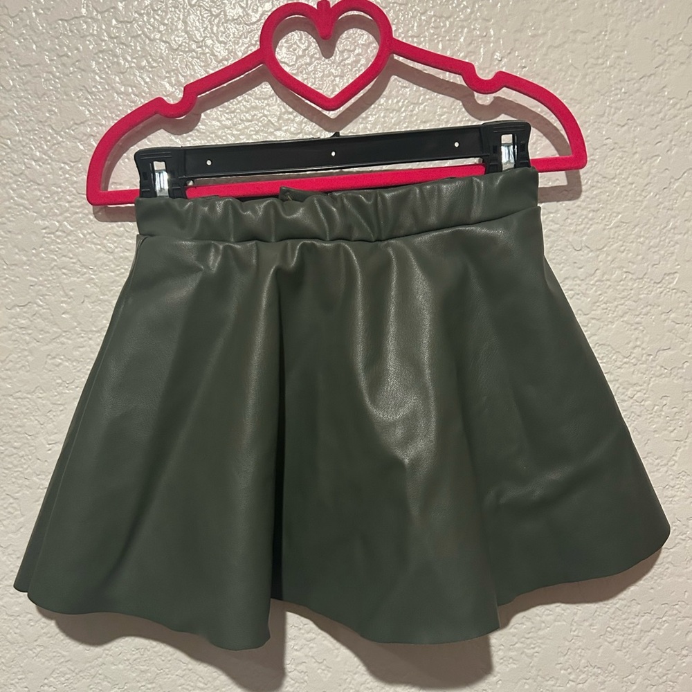 H&M Olive Faux Leather Skirt